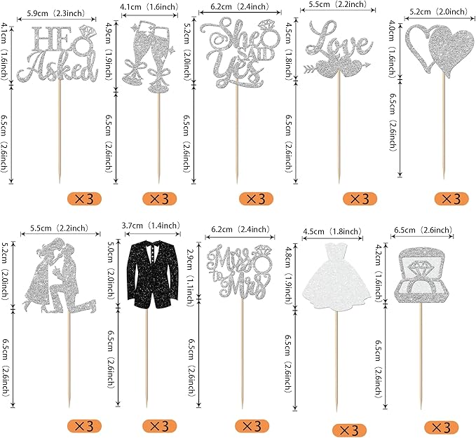 30 Pack Bride to be Cupcake Toppers Glitter Diamond Ring I Do Love Cupcake - Image 2