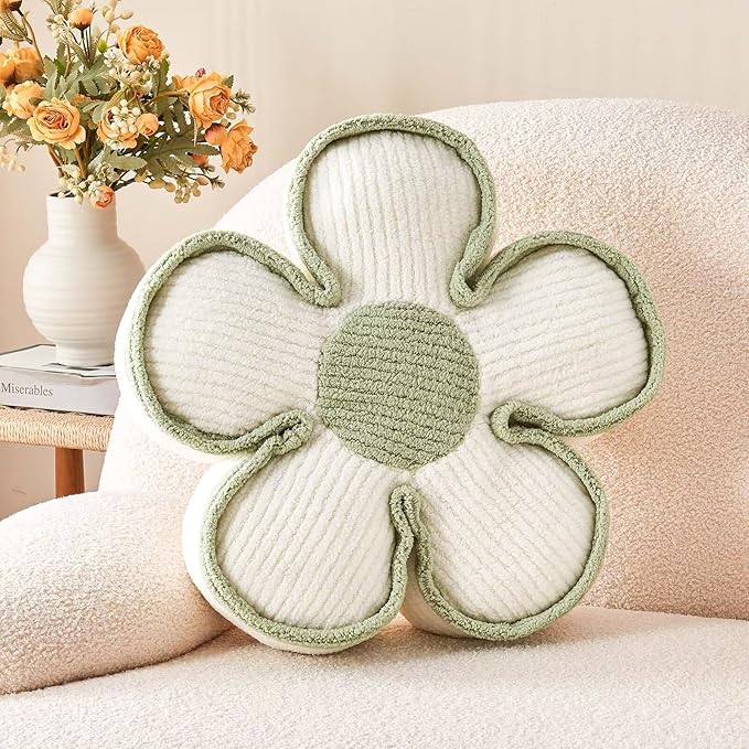 Soft Flower Shaped Floor Cushion, Plush Decorative Throw Pillow, Cute Seating by Kcvvcr