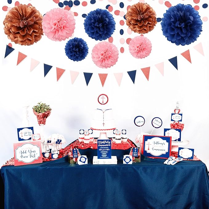 Gender-Reveal Decorations Tissue Paper Pom-Poms - Image 5