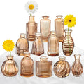 Bud Vases Set of 12, Amber Vase Small Glass Vases by PHUNTTEK
