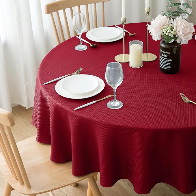 Biscaynebay Textured Fabric Round Christmas Tablecloths 70", Wedding & Parties - Image 6