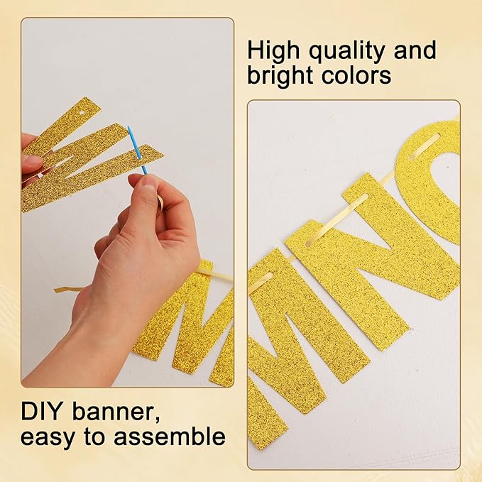 BEISHIDA 116 PCS A-Z Glitter Gold DIY Letter Banner Kit Make Your Own - Image 3