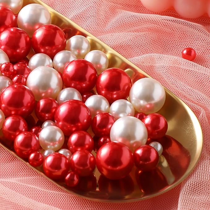 200 Pcs Vase Filler Beads White and Red Pearl Beads - Image 7