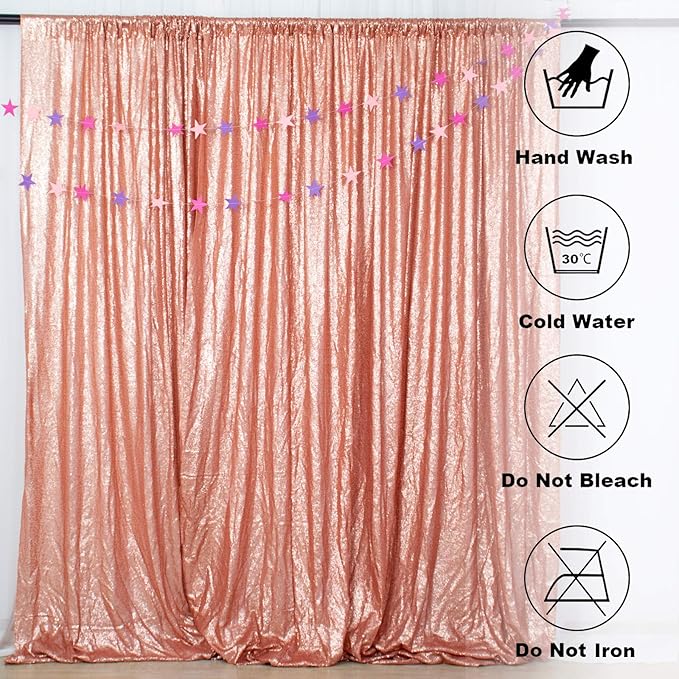ShiDianYi Blush Curtain Backdrop 4FTx6FT Sequin Photo Backdrops Sparkle Curtains - Image 7