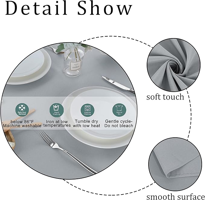 Fitable Rectangle Tablecloth 60x84 inch Tablecloth Stain and Wrinkle Resistant - Image 2
