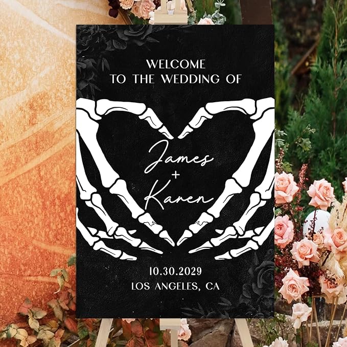 Halloween Wedding Welcome Sign, Gothic Welcome Sign Black Wedding Sign - Image 3