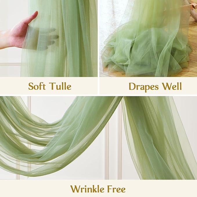 Wedding Arch Draping Fabric Backdrop 1 Panel 30" x 19Ft Sage Green Drapes - Image 7