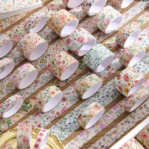 32 Rolls Washi Tape Set, Colored Floral Decorative Masking Tape, Artists Tapes - Image 4