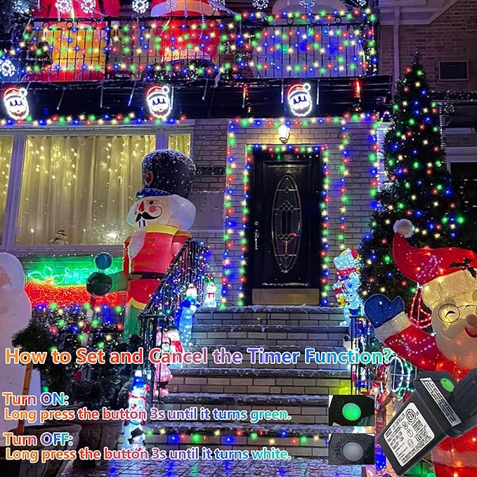 YEGUO Christmas Lights, 165ft 500 LED String Light Multicolor - Image 5