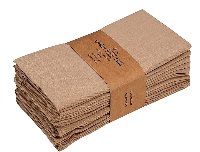 Urban Villa Dinner Napkins Solid Taupe Color Cloth Napkins Oversized 20x20 - Image 9