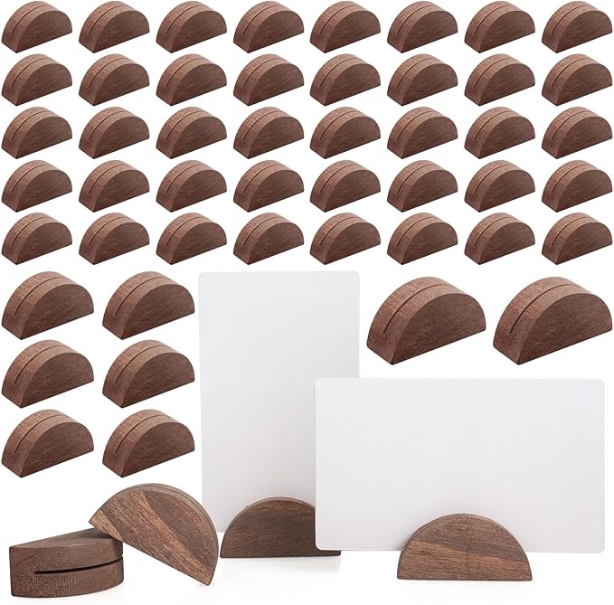 50 Pcs Wooden Table Number Stands, Semicircular Wedding Place Card Holders by ALFFUN