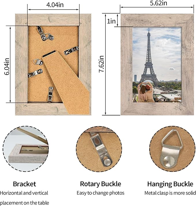 4x6 Picture Frame Set of 4, High Definition Real Glass Smoke Gray Frame - Image 5