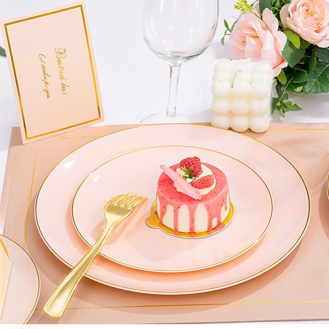 KIRE 175PCS Pink Plates Disposable - Image 5