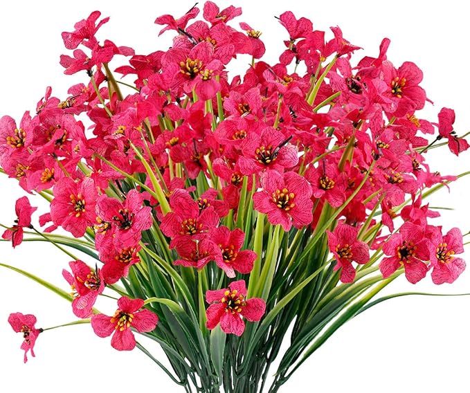 12 Bundles Artificial Flowers Outdoor UV Resistant Fake Flowers No Fade Faux by JEMONG
