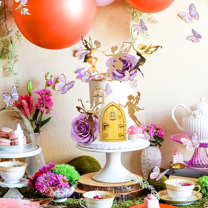 JeVenis Purple Fairy Cake Decoration Mushroom Cake Decoration Fairy Cake - Image 5