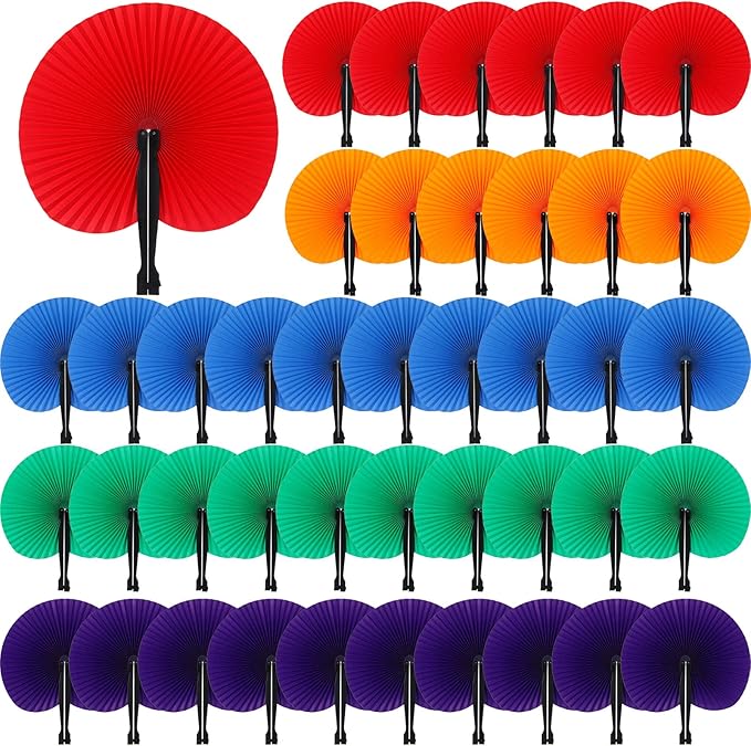 Handepo 200 Pieces Wedding Fans Folding Paper Fans Paper Fans Round Shaped by Handepo