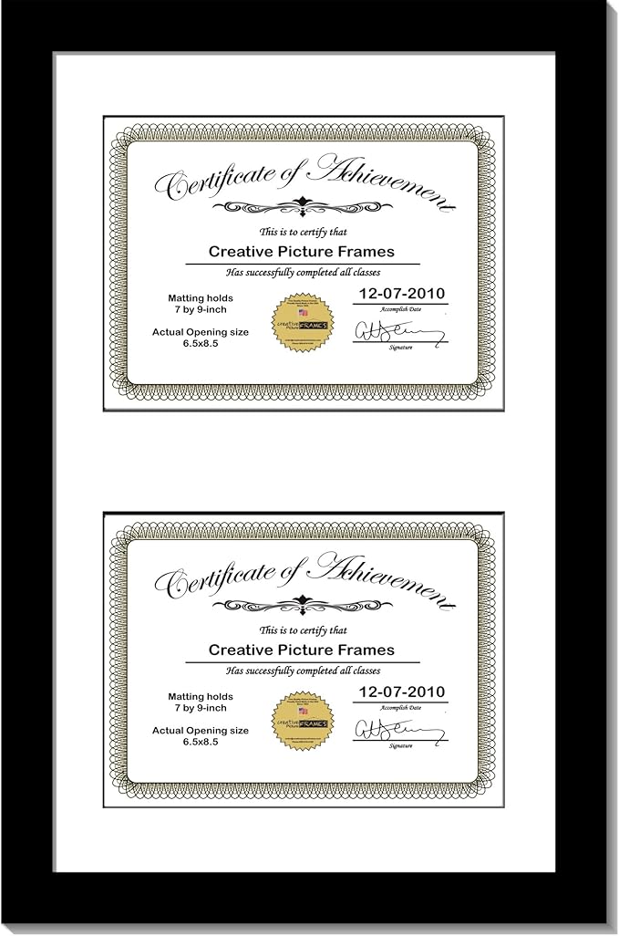Creative Picture Frames 10X16Bk-W Black Vertical Double Diploma Frame by CreativePictureFrames