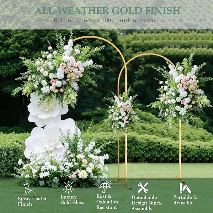 Wedding Arch Backdrop Stand 7.2FT, 6FT Set of 2 - Image 4