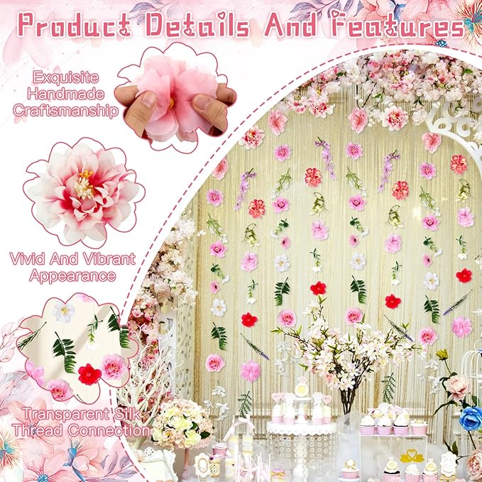 6 PCS 35.4 ft Artificial Hanging Flower Garland, Floral Vines Hanging Flowers - Image 3
