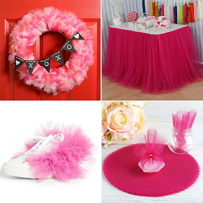 Fuchsia Tulle Fabric Rolls 6 Inch by 200 Yards Fabric Spool Tulle Ribbon - Image 6