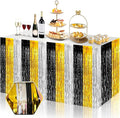 3 Pack 29 x108 Inch Black Gold Silver Foil Fringe Table Skirts Metallic Banner by Ferwzsr