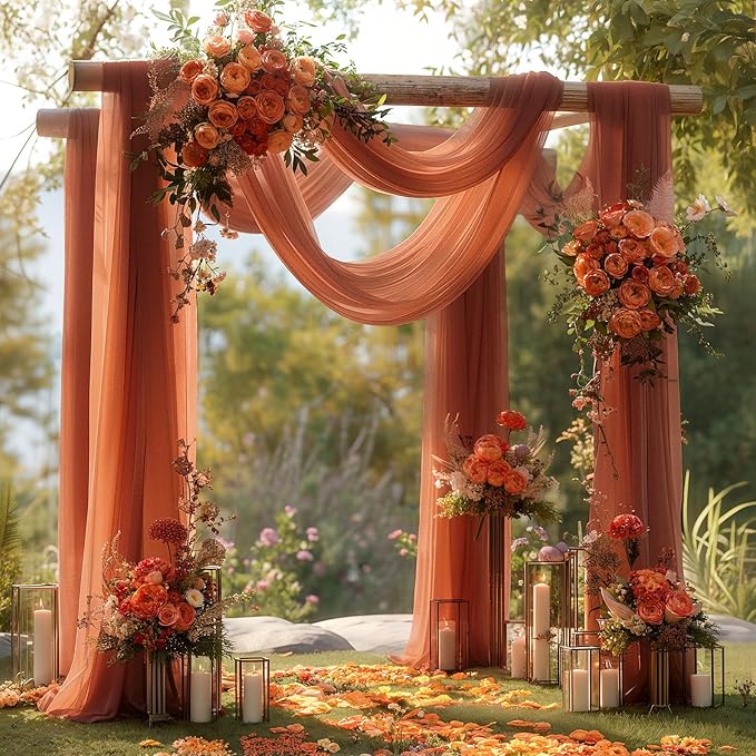 Terracotta Wedding Arch Draping Fabric 2 Panels 30'' x 20FT Terracotta Drapes by PartyTalk
