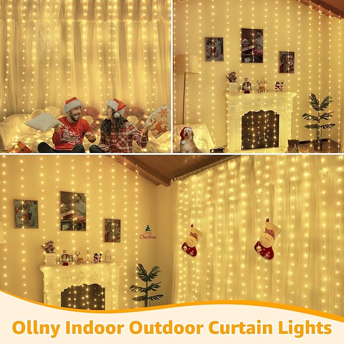 Ollny Curtain Lights 600LED 19.7ft x 9.8ft, IP67 Waterproof Outdoor Curtain - Image 6