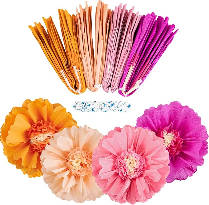SUNBEAUTY 4 PCS 20" Hot Pink Orange Fall Birthday Party Decorations Giant Paper - Image 7