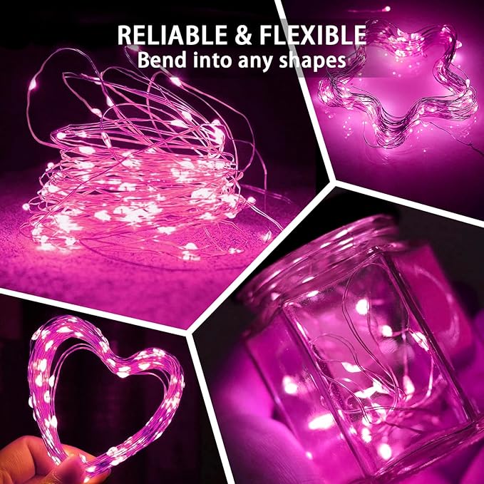 24 Pack Pink Fairy Lights 7Ft 20 LED Twinkle String Lights 3 Modes Battery - Image 5
