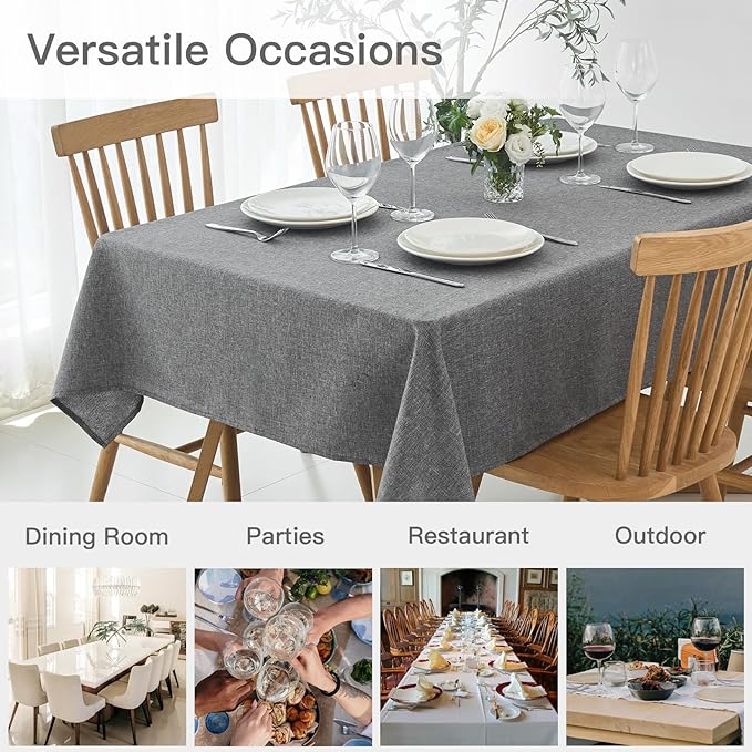 maxmill Rectangle Linen Texture Tablecloth Stain Proof Waterproof Wrinkle Free - Image 9