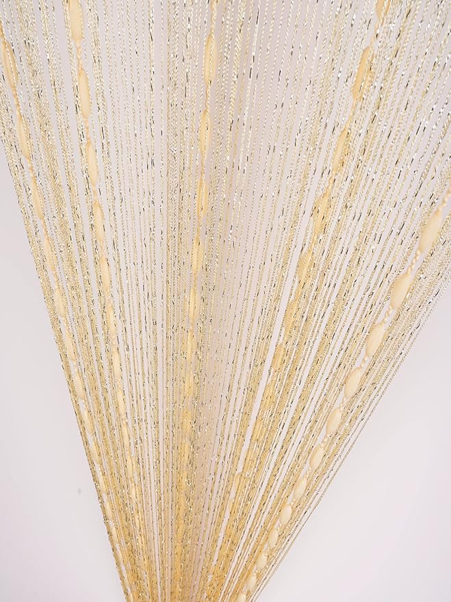 Hysenm Door String 39x79 Inch Curtains Beige Panel Soft Balls Romantic Glitter - Image 3