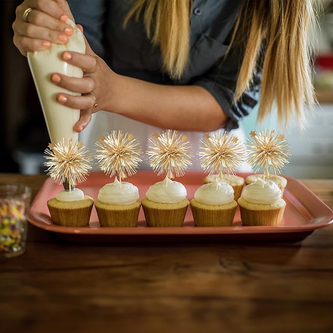 Ephlyn 30Pcs Foil Firework Cupcake Toppers Party Birthday Cake Toppers Supplies - Image 6