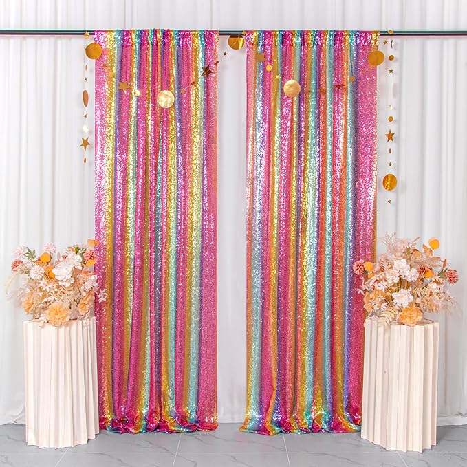 ShinyBeauty Sparkle Backdrop Curtain 2 Panels Set Sequin Photo Backdrop 2FTx8FT - Image 6