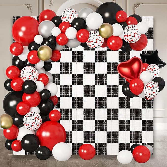 24PCS Black White Shimmer Wall Backdrop, Square Sequin Photo Backdrops Panel - Image 3