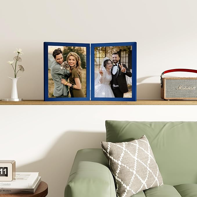 decorUhome Double 8x10 Picture Frame Vertical, Engineered Wood Bifold Photo - Image 9