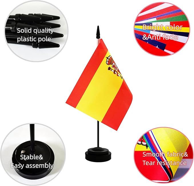 2 Pack Spain Desk Flag, Spanish Table Office Flag - Image 3
