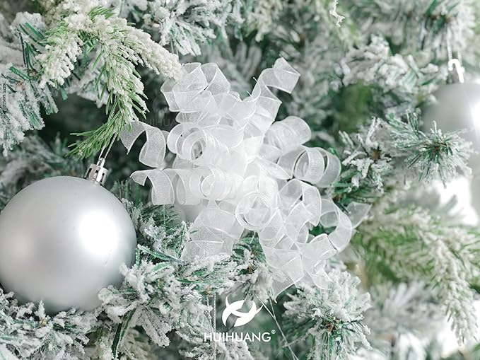 HUIHUANG White Bows for Gift Wrapping Christmas Curly Gift Bows 5 inch x 8 - Image 8