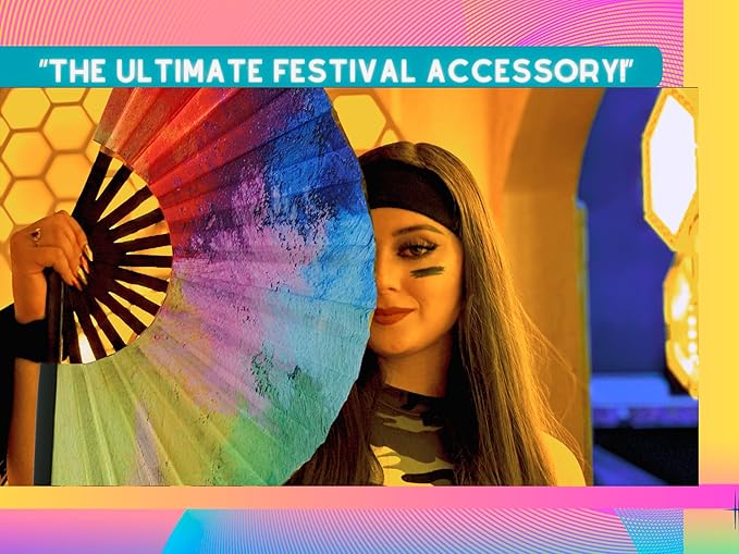 Large Rave Fan - 2 Pack Handheld Folding Fans - Accessories - Image 5