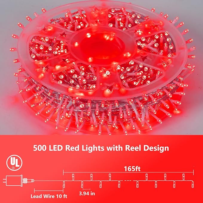 YEGUO 165ft 500 LED Halloween Lights Outdoor Waterproof, 8 Modes Clear Wire - Image 2