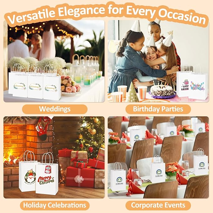 BagDream 50Pcs Gift Bags 8x4.25x10.5 Kraft Paper Gift Bags - Image 5