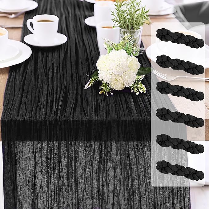 6-Pack Black Cheesecloth Table Runners – 10FT Boho Rustic Gauze Fabric Cheese by Unknown