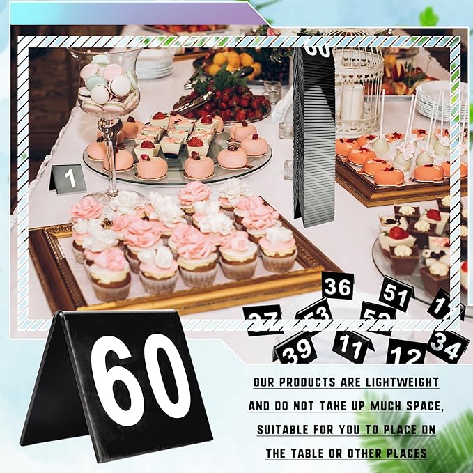 60 Pcs Black Acrylic Table Numbers 1-60 Double Sided Restaurant Table Order - Image 5
