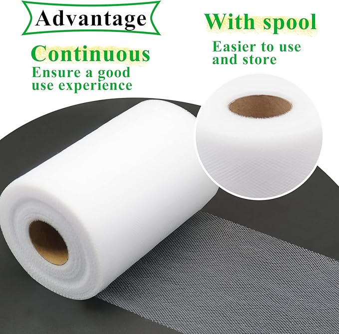 White Tulle Fabric Rolls 6 Inch by 100 Yards Fabric Spool Tulle Ribbon - Image 3