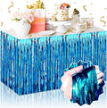 3 Pack 29 x108 Inch Lake Blue Foil Fringe Table Skirts Metallic Banner by LANTIANCHEN