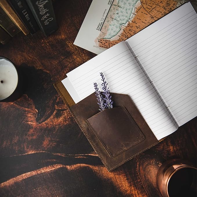 Refillable Leather Journal | Premium Lined A5 Notebook Cover | 200 Ruled - Image 7