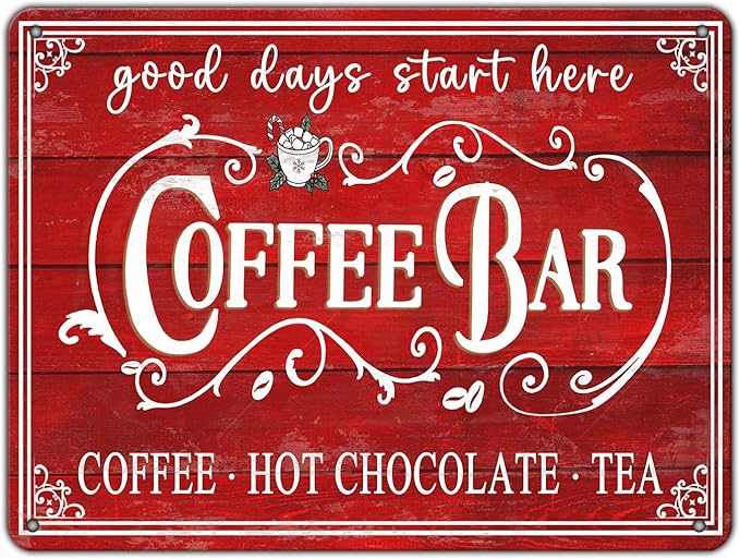 Vintage Christmas Coffee Bar Tin Sign by GJXFTPTTBD