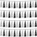 4P Black Silver Foil Fringe Metallic Tassel Streamers Banner Tassel Garland by HYSILLA