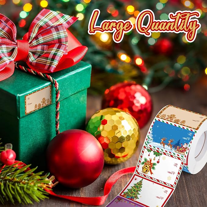 Zonon 720 Pieces Self Adhesive Christmas Gift Tag Xmas Kraft Name Tags Natural - Image 4