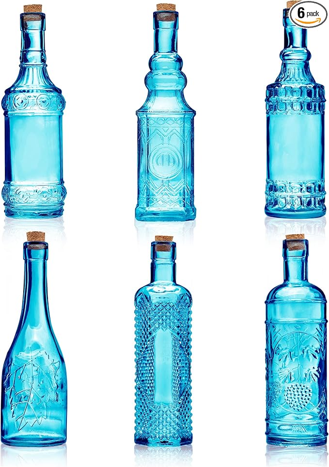 Assorted Blue Glass Bottles by BULK+PARADISE