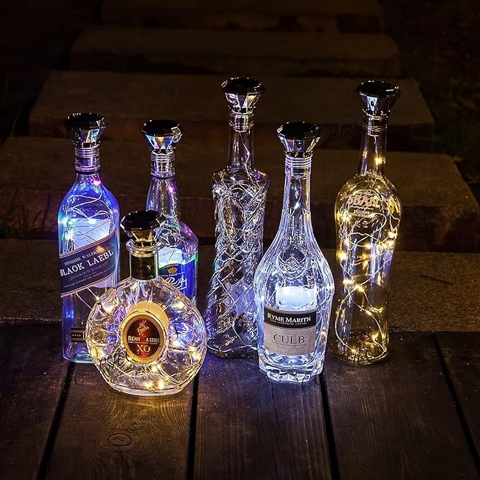 Upgraded 12 Pack Diamond Solar Wine Bottle Lights, 20 LEDs Waterproof Copper - Image 7